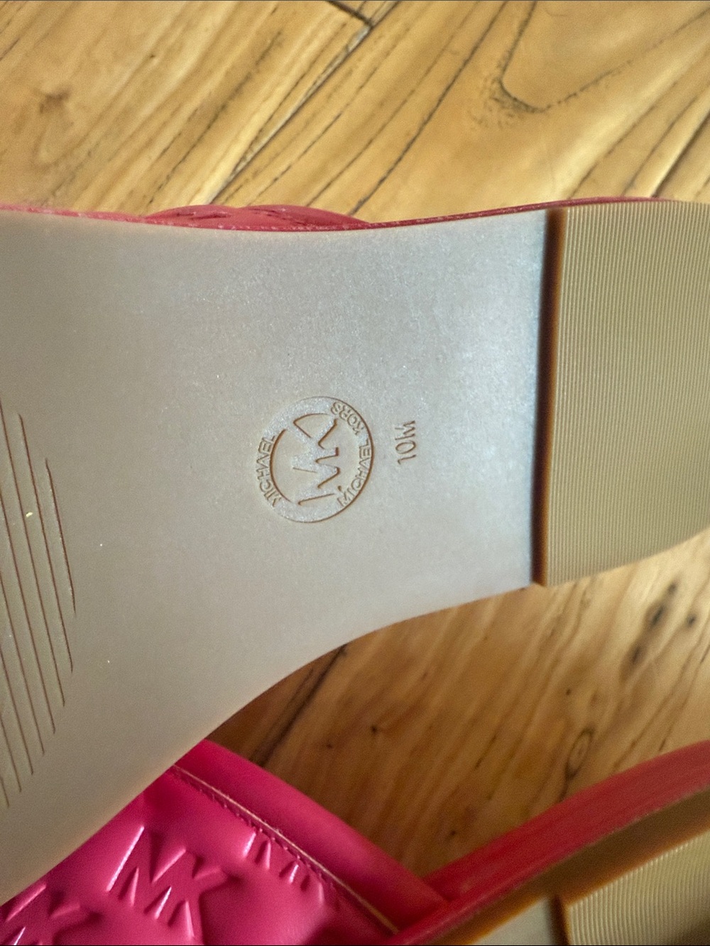 Michael Kors Bright Pink Quilted MK Logo Slide Sandals - Picture 4 of 4